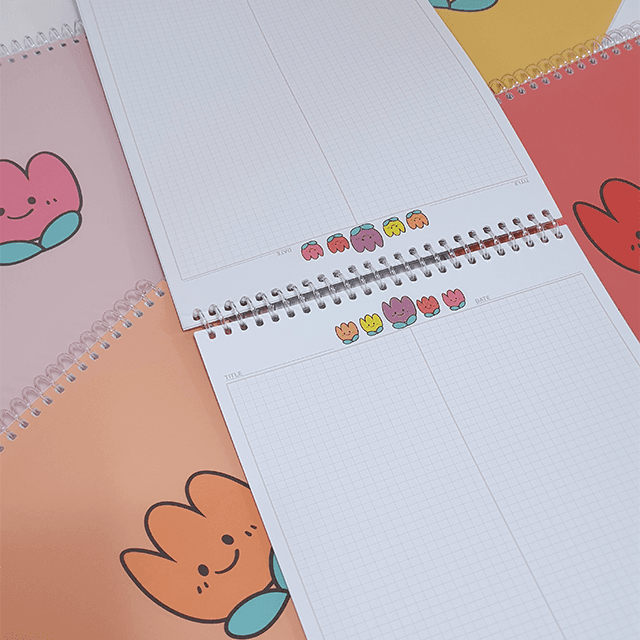 1+1 튤립 컬러 5mm A4 스프링 모눈노트