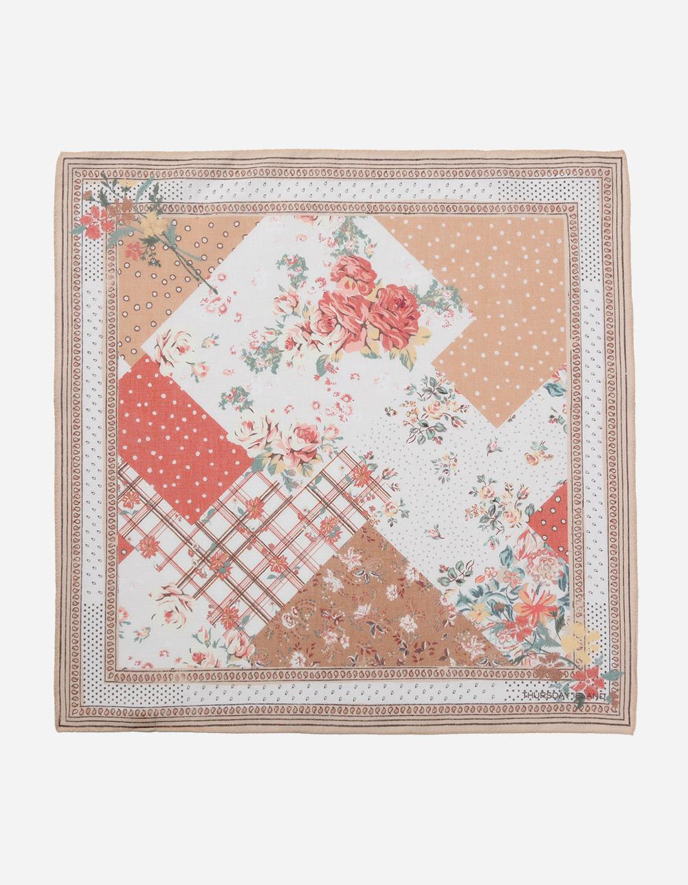 [Thursday Island]_T256MHC145W_체크 플라워 믹스 반다나