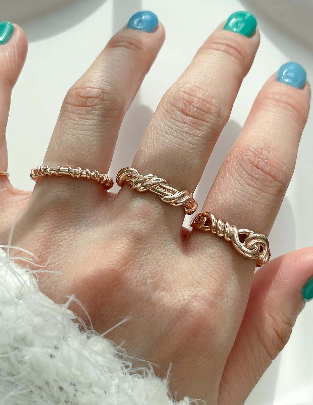 14K 18K 더블 스크류 반지