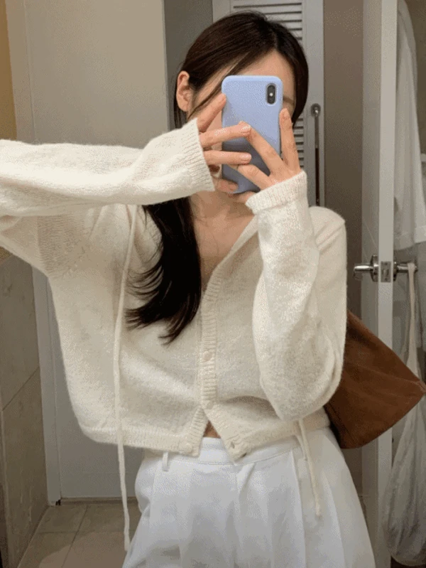 몬리 알파카 후드 가디건 (3color)