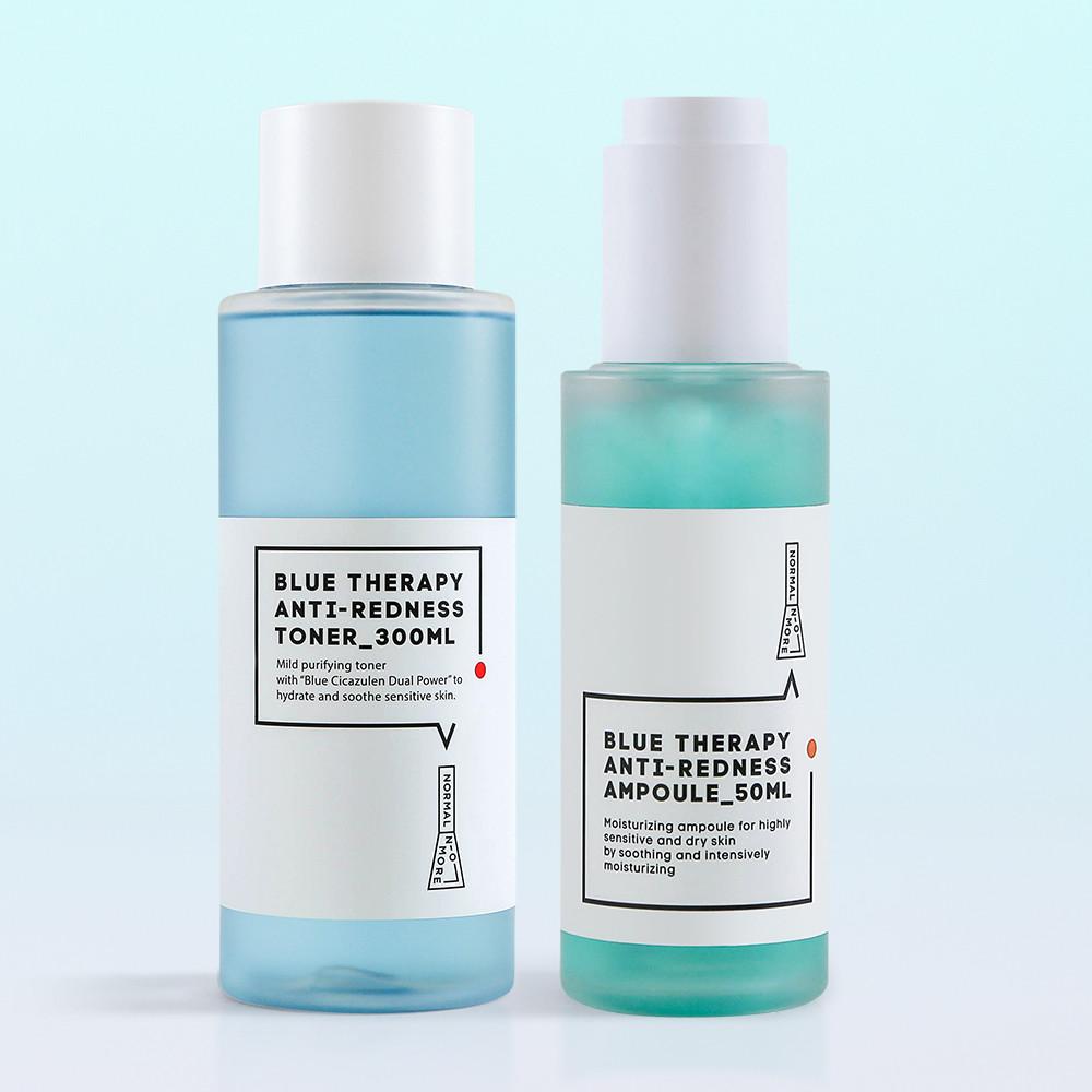 [노멀노모어] 안티레드니스 (앰플50ml+토너300ml)/ 속건조 속보습 수분진정 앰플 모마일꽃수87% 약산성 진정토너