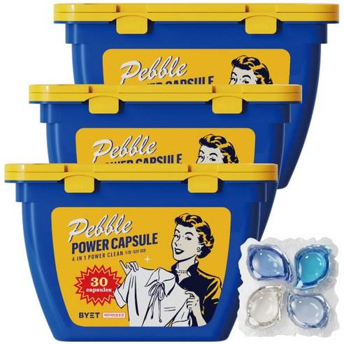 페블 파워 캡슐세제_비누향_90일분, 30개입, 3개 - 세탁세제류 | 쿠팡