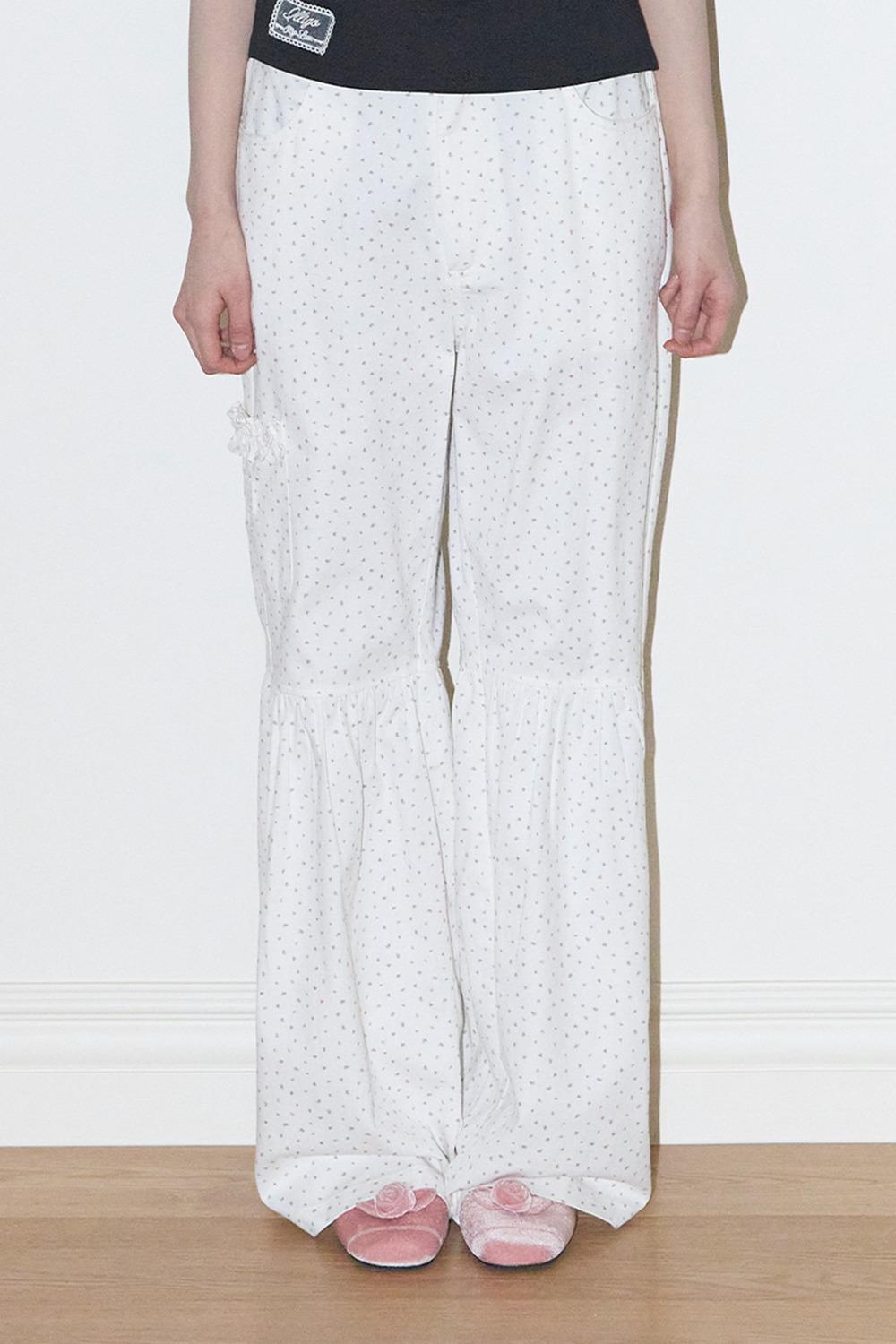 셔링 부츠컷 팬츠 플라워