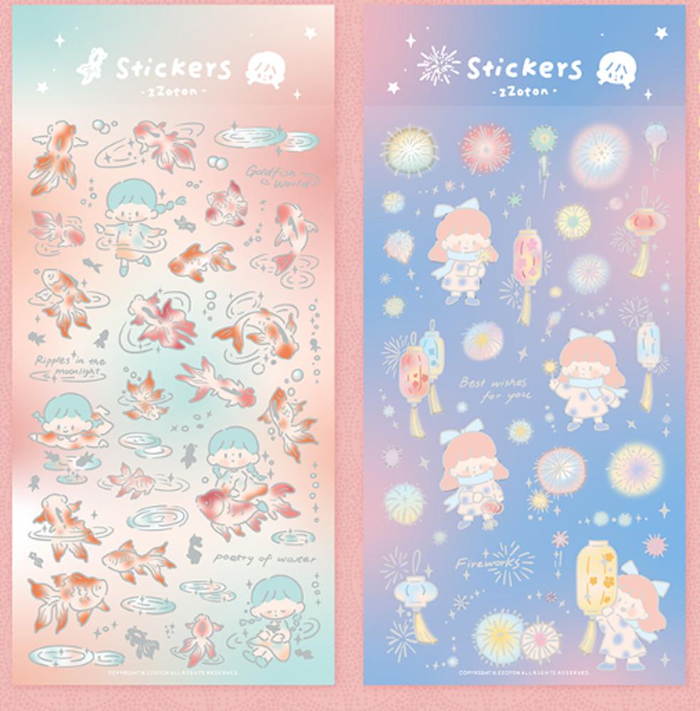 Molinta 금붕어 불꽃놀이 레이저투명스티커