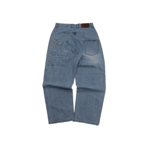 Letter Denim Pants Light Blue