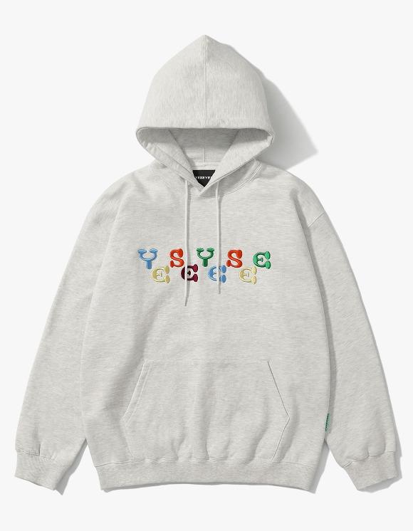 Color Embroidery Hoodie - Light Grey