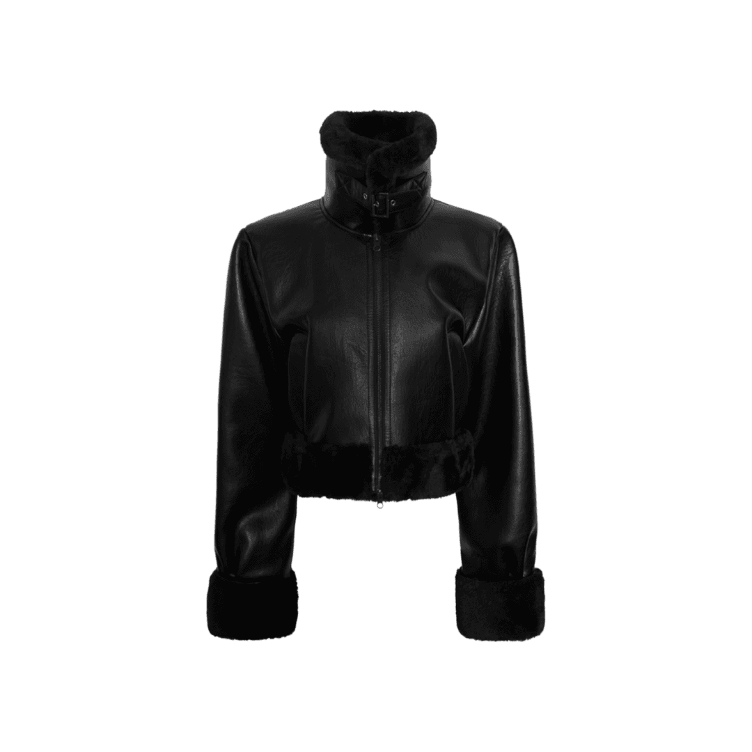 (W) Bohemian Seoul High Neck Short Mustang Black