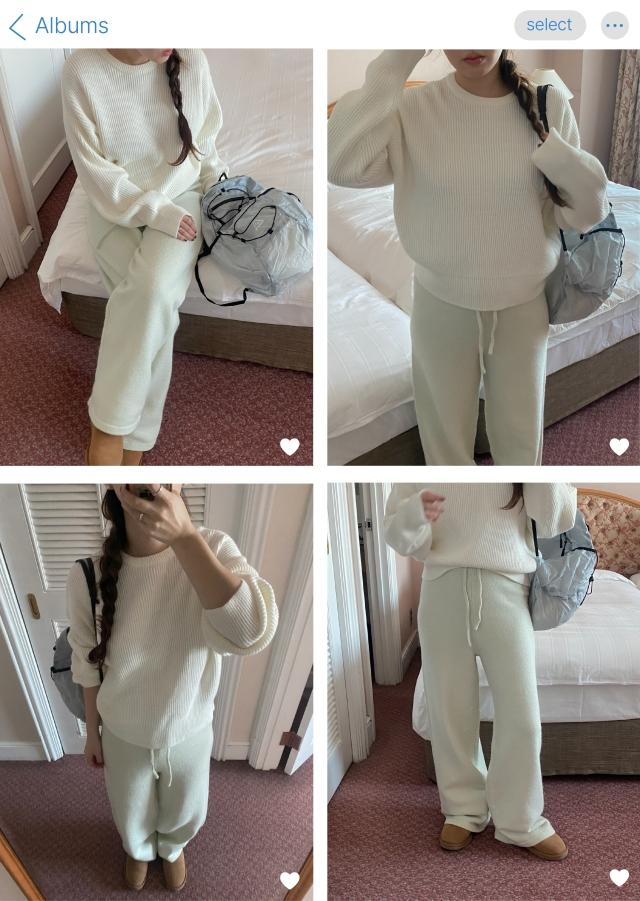 어베인 💕URBANE MADE💕피넛 겨울 와이드 니트 밴딩 팬츠 (4c) /여행룩/출근룩/데일리룩/공항룩/캠핑룩