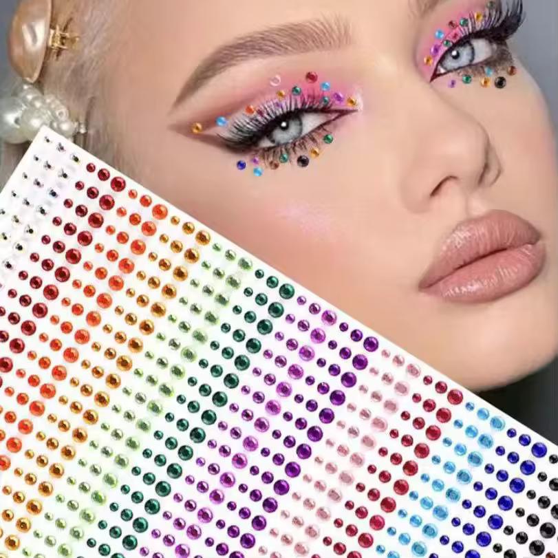 DIY 어린이 눈 메이크업 눈 눈물 방울 다이아몬드 스티커 다채로운 아크릴 눈썹 다색 얼굴 스티커 귀여운 휴일 예술 소녀 Wom