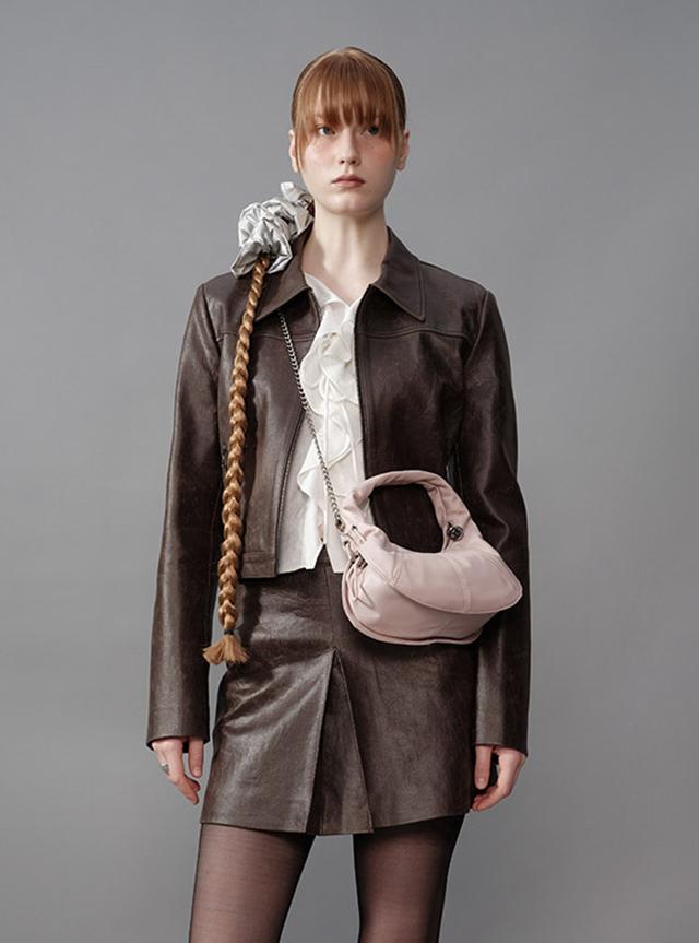 크리스틴프로젝트 TWO ZIPPER BAG BAGUETTE(CREAMY OYSTER