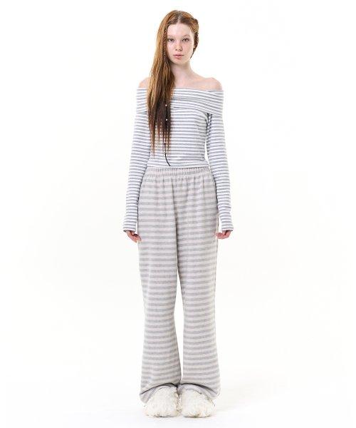 소프트 스트라이프 팬츠_라이트 그레이