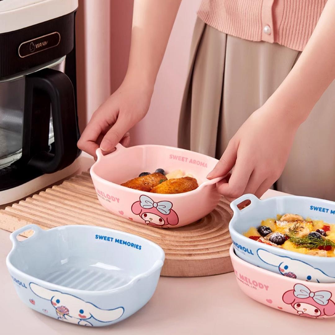 시나모롤 플레이트 세라믹 양수 전자레인지 오븐 접시 볼그릇 6.5인치