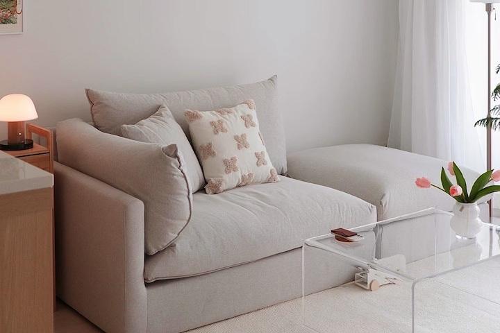 포너리 구스 위빙 패브릭 3인 소파 스툴 1개 포함(쿠션증정)