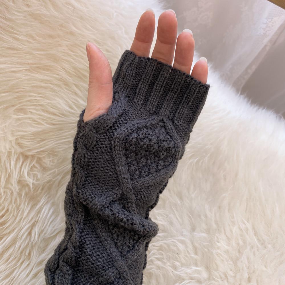 울 니트 핸드 워머 꽈배기 겨울 롱 팔토시 반 장갑