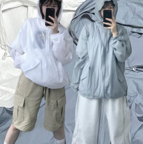 shun 오버핏 썸머 후드 바람막이
