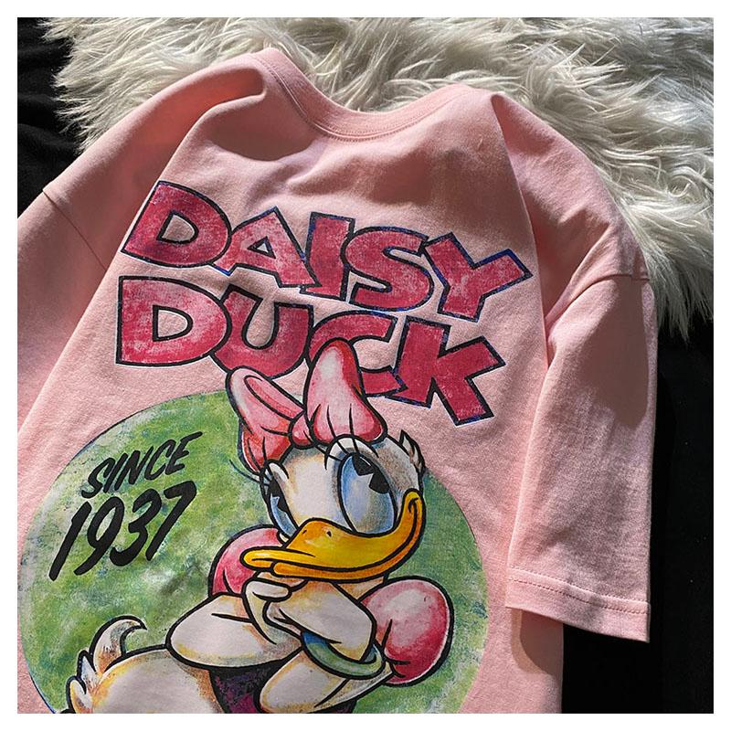 4컬러 귀여운 빈티지 데이지덕 티셔츠 루즈핏