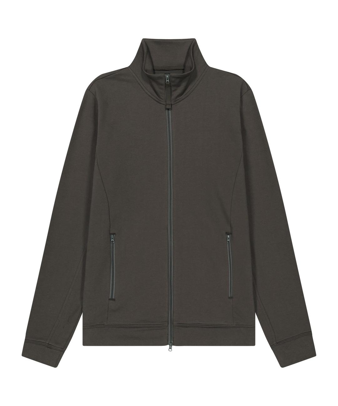 038 BASIC JERSEY ZIP-UP BROWN