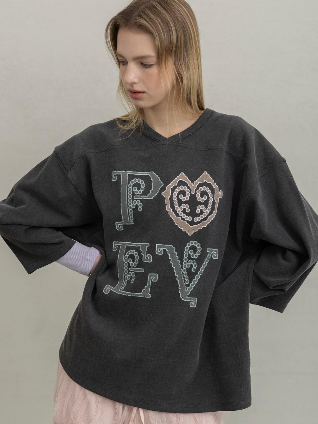 Vintage Graphic Washed Football Top - Charcoal