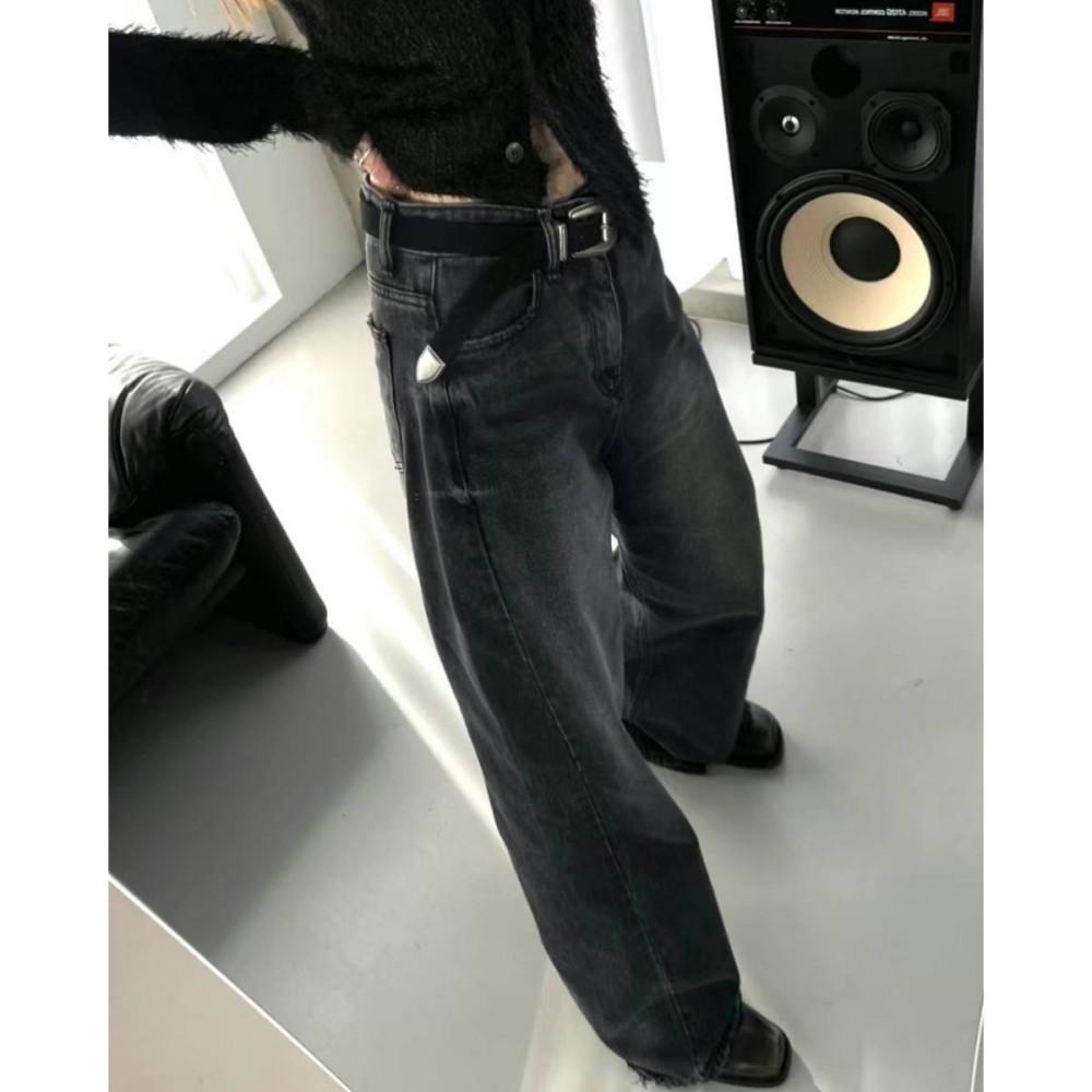 (M당일) Flower 플라워 303 흑청 데님 밑단 컷팅 청바지