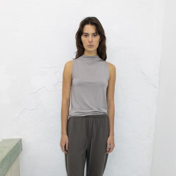 COTTON FLARED JERSEY PANTS - DUSTY BROWN