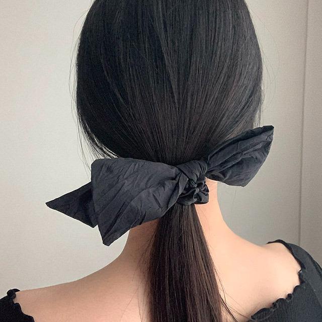 워싱 언발란스 왕리본 곱창 밴드 스크런치 헤어 머리끈