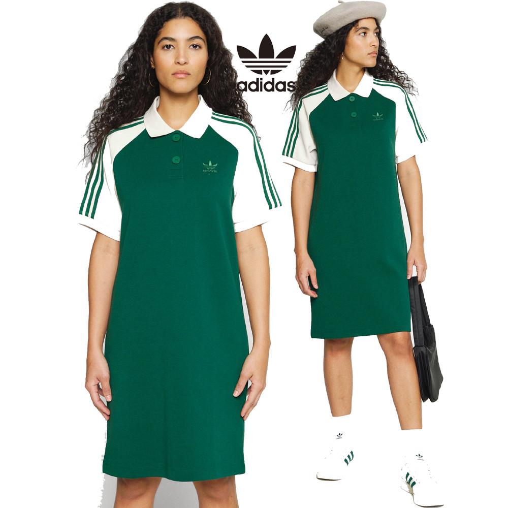 아디다스 오리지널 폴로 셔츠 드레스 Jersey 저지 원피스 그린