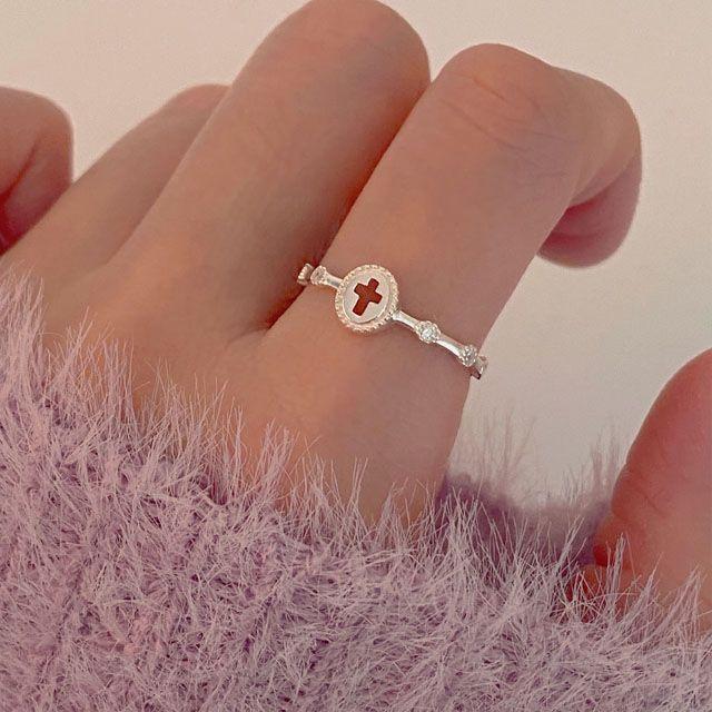 [925silver] 앤틱 십자가 큐빅 은반지
