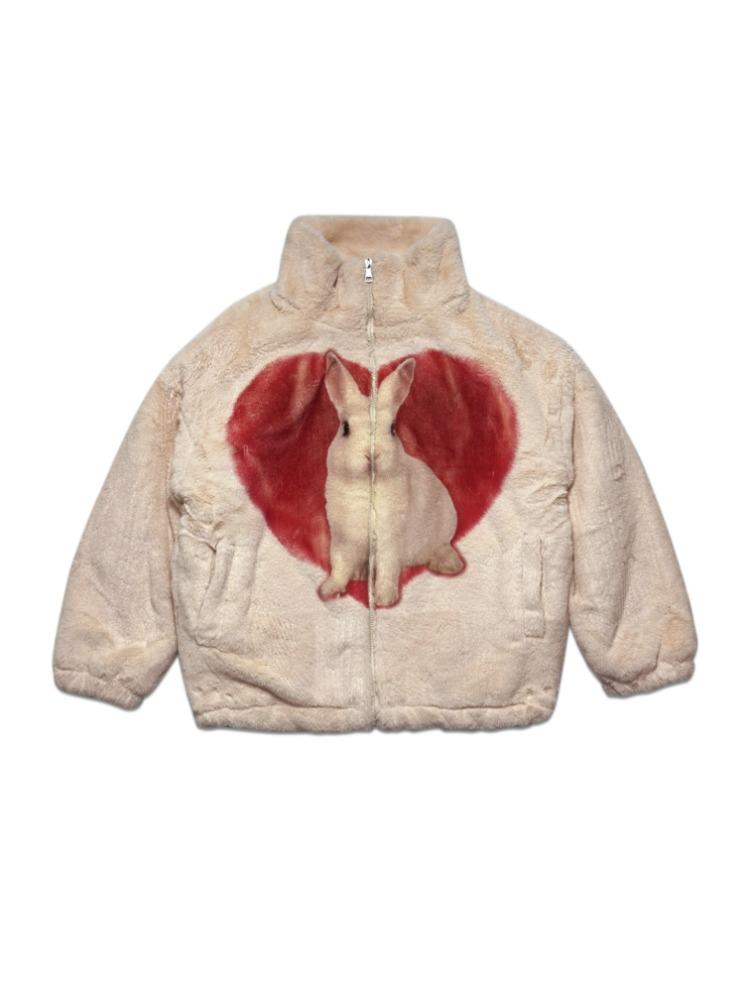 Rabbit Heart Fur Jacket BEIGE Ver.2