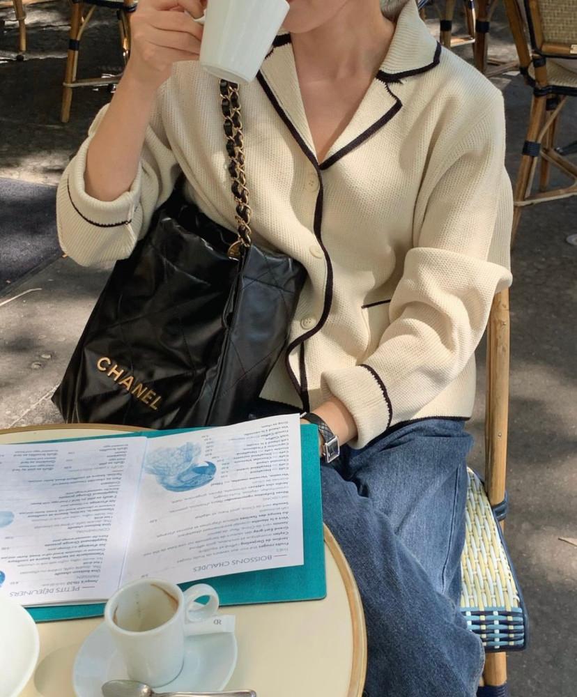 카라 니트 가디건