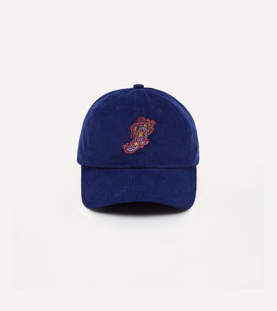 드레익스 Blue Paisley Emblem Cotton Corduroy Baseball Cap