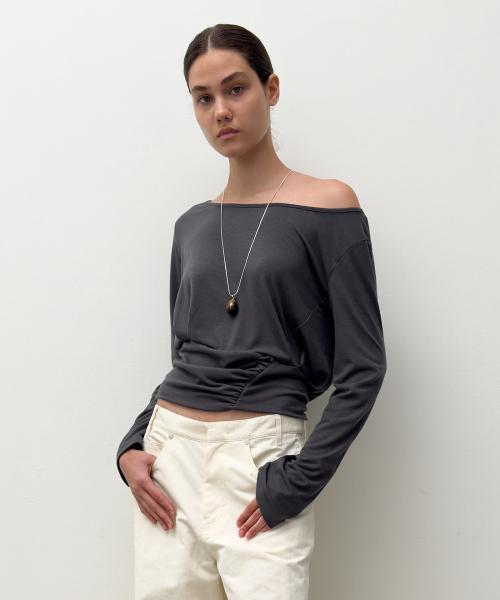 LOOSE SHIRRING TOP (charcoal)