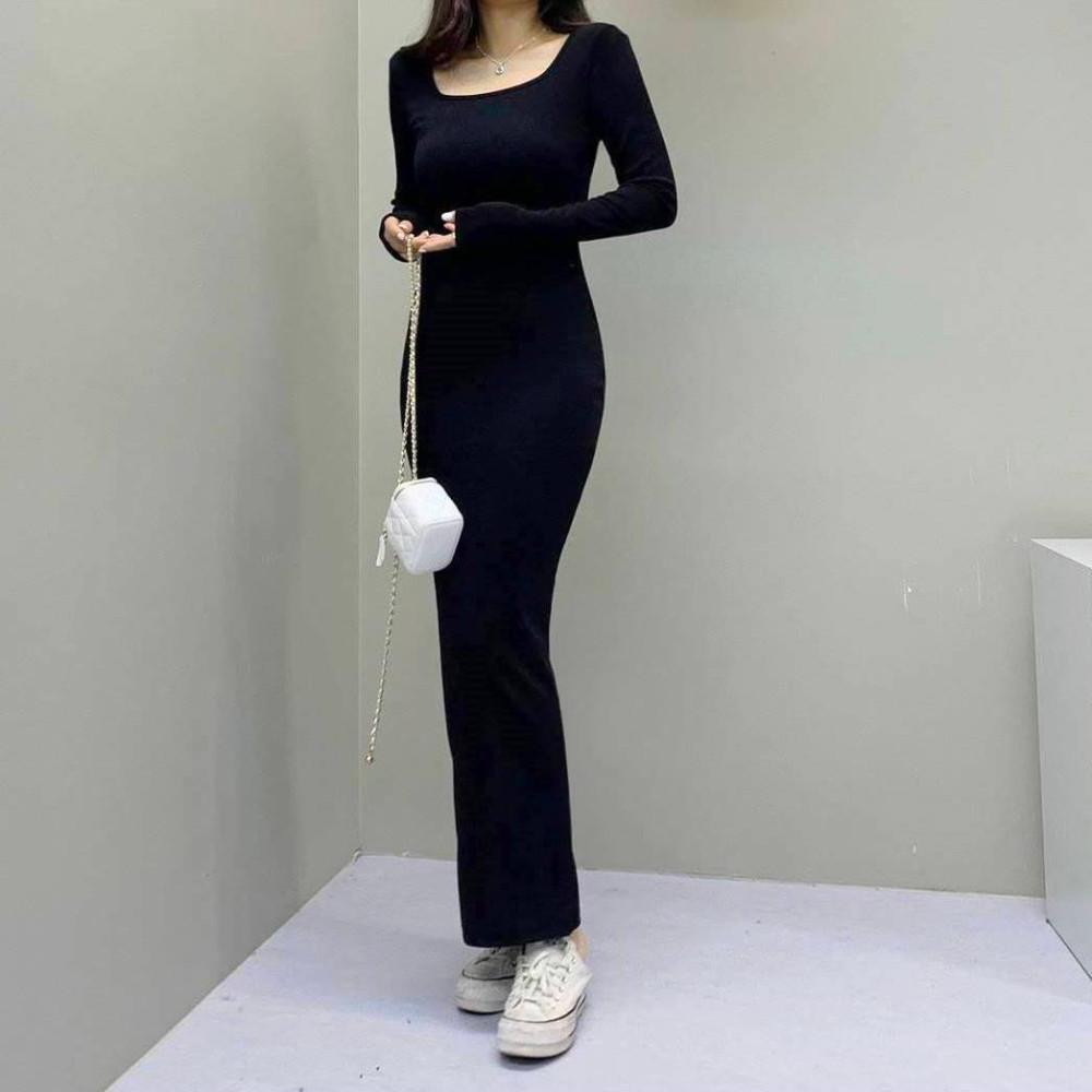 [자체제작/기획특가/ 3가지기장] 라운디 스퀘어 어텀 롱소매 H라인 롱 원피스 [무료배송]