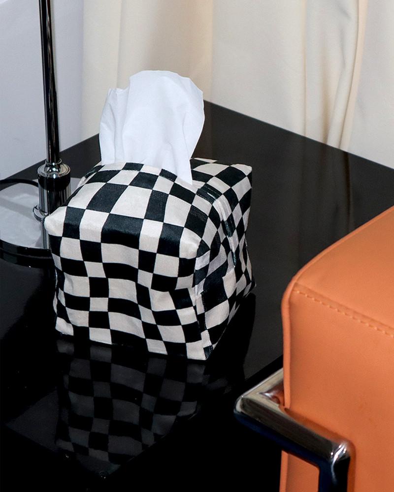 [ssda] 체커보드 티슈 케이스 벨벳 휴지 케이스 커버