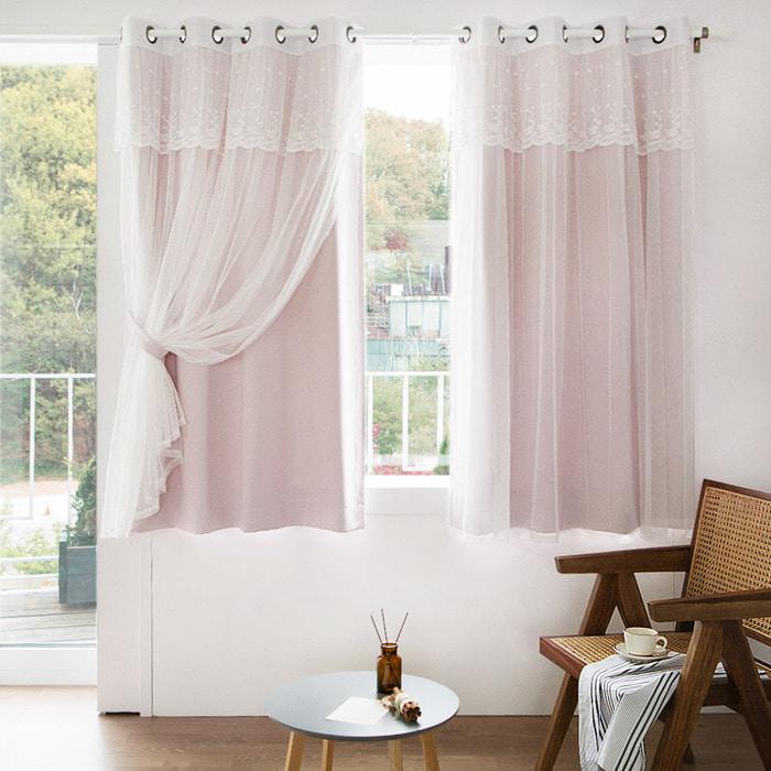 디망쉬 암막+레이스커튼 창문 4장 커텐세트 10컬러