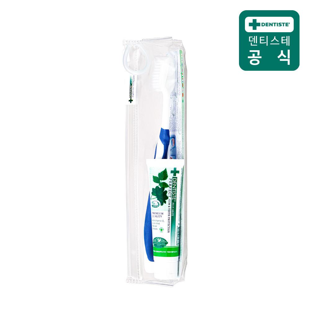 덴티스테 여행용세트 (플러스화이트 치약20g + 이중모칫솔) 덴티스테치약 입냄새제거 무불소 이중모 여행용 민트 구취제거 임산부 치약추천