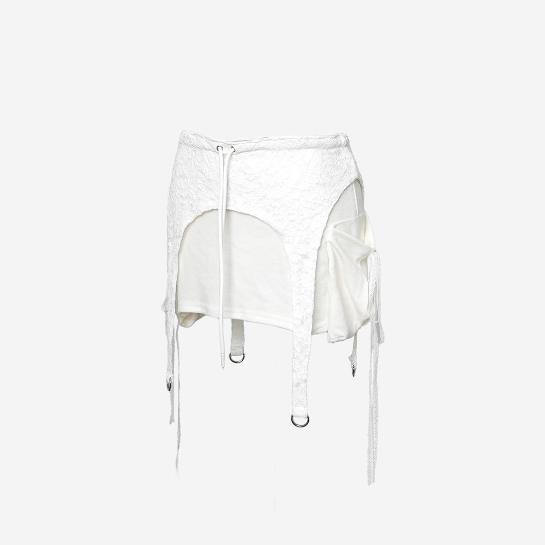 (PRE-ORDER) CARGO GARTER SKIRT [CREAM]
