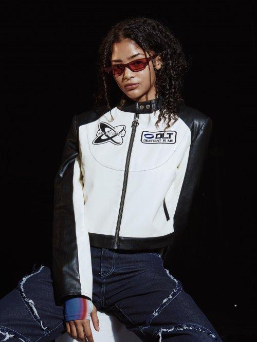 딜레탕티즘 에코레더 레이싱 라이더 자켓 WH+BK - 위시버킷