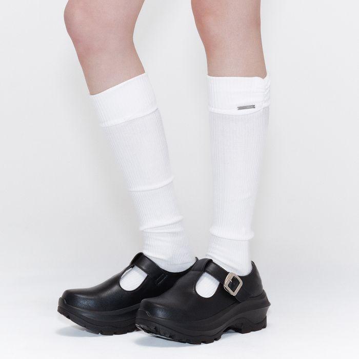 Shirring knee socks IVORY