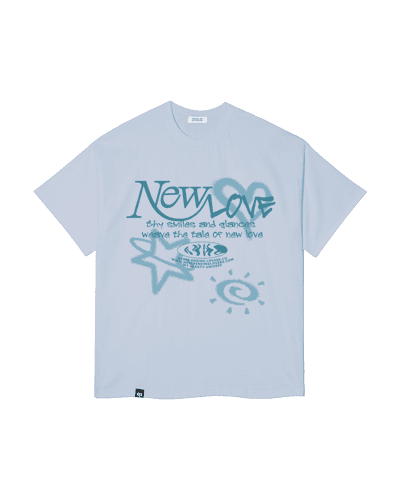 뉴 러브 반소매 티셔츠 스카이 블루