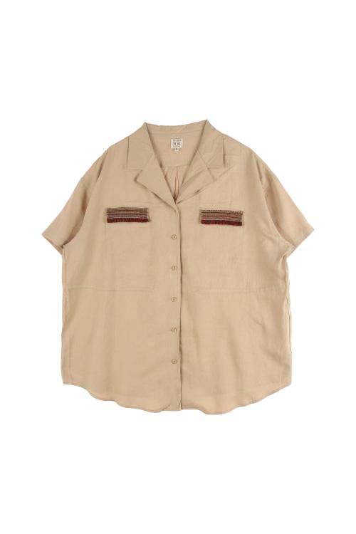 티티카카 (Woman - L) 린넨 블렌드 반팔 셔츠 원피스