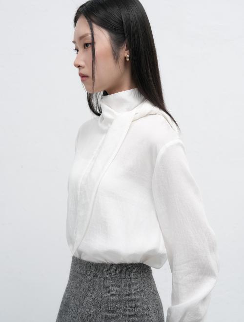 하이넥 스카프 타이 블라우스 [IVORY] / WBE3L03512