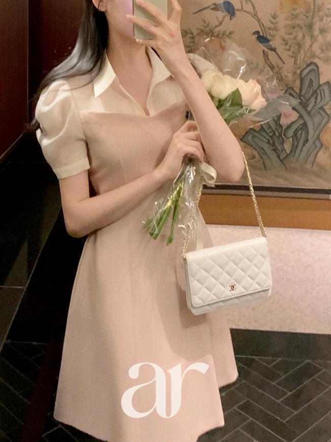 아뜨랑스 (국내제작)(셔츠원피스,하객룩) 2기장 셔츠 배색 플레어라인 원피스 캠퍼스룩 여름원피스 하객룩원피스 인생샷원피스 롱원피스,플레어원피스,출근룩,오피스룩,데이트룩,배색원피스,카라원피스 op15110