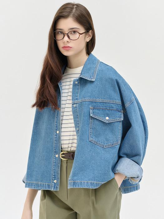 25SN denim crop shirts jacket [BL]