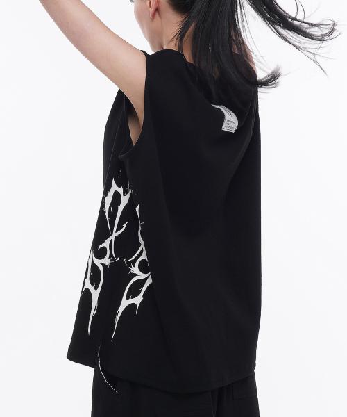 썬더 로고 남녀공용 나시 블랙