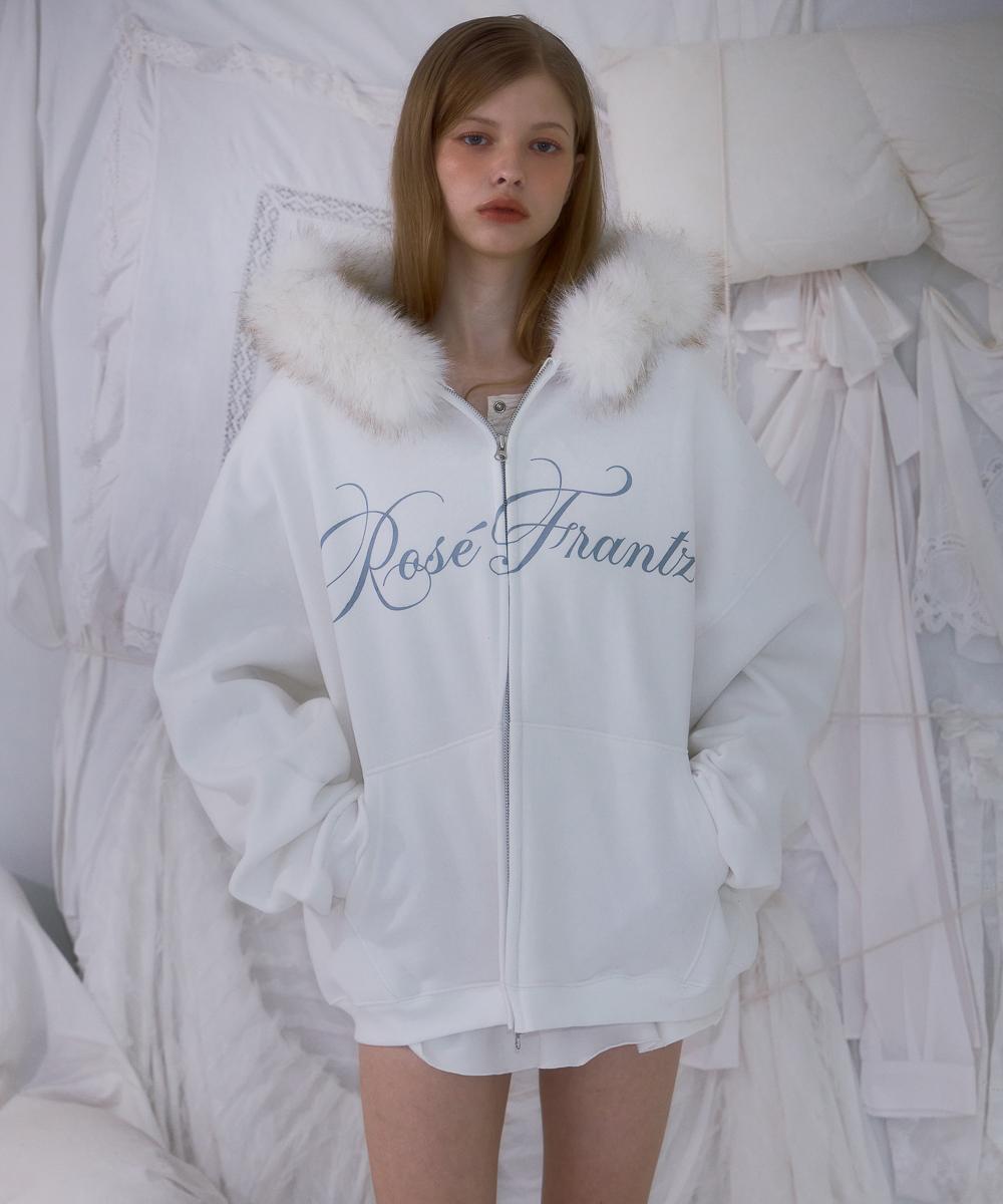 로제프란츠 [11/20 예약발송] 퍼 오버핏 레터링 후드 집업 [아이보리]