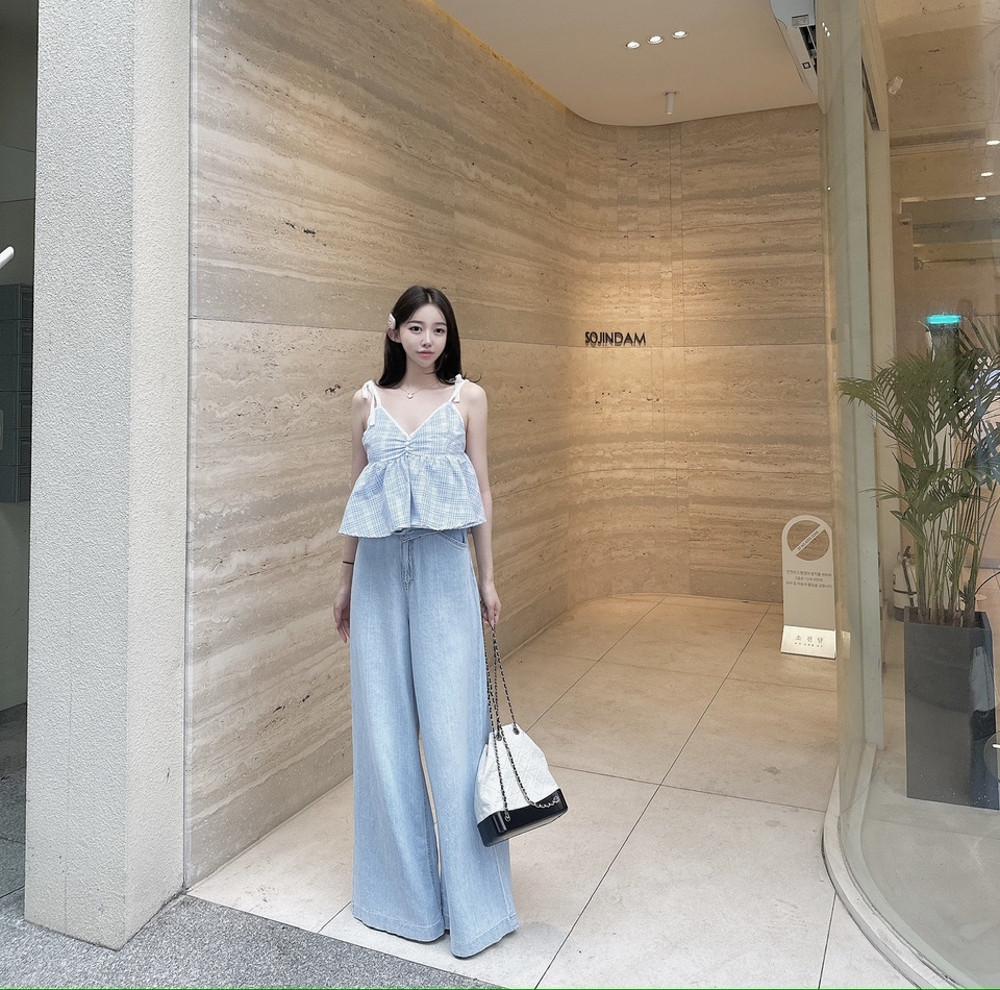 베베 린넨 와이드 연청 데님 / 핏 깡패 ♥