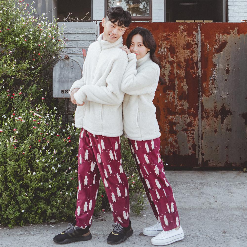 [당일발송] 따뜻부들 플리스 스키베어 커플 수면 바지 am004