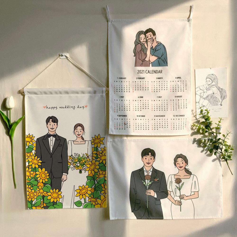 캐리커쳐 해바라기그림 패브릭 포스터 달력 드로잉 주문제작 팝아트 초상화 일러스트