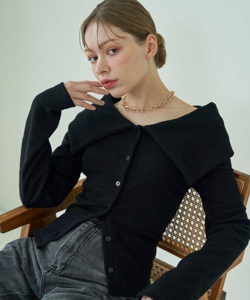 골지 니트 투웨이 가디건 (블랙)