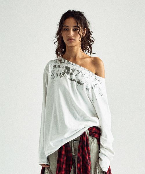 LOOSE FIT UNBALANCE LS TEE(W) WHITE